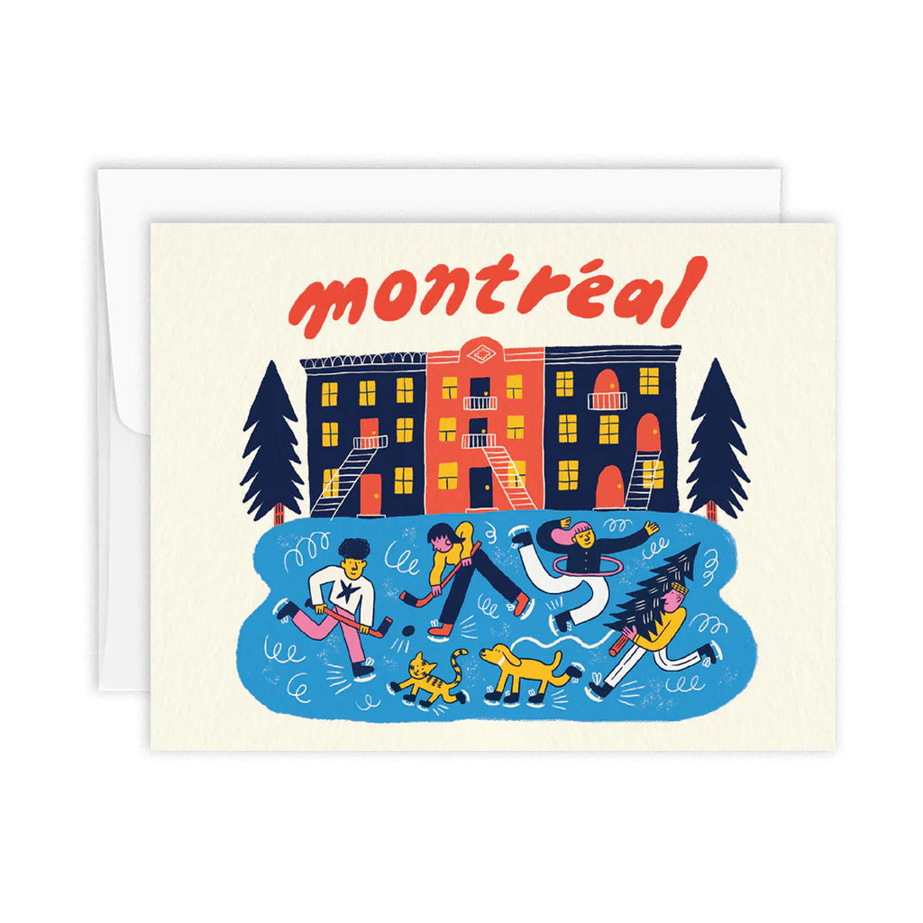 Carte de souhaits illustrée Scène d'hiver Montréal
