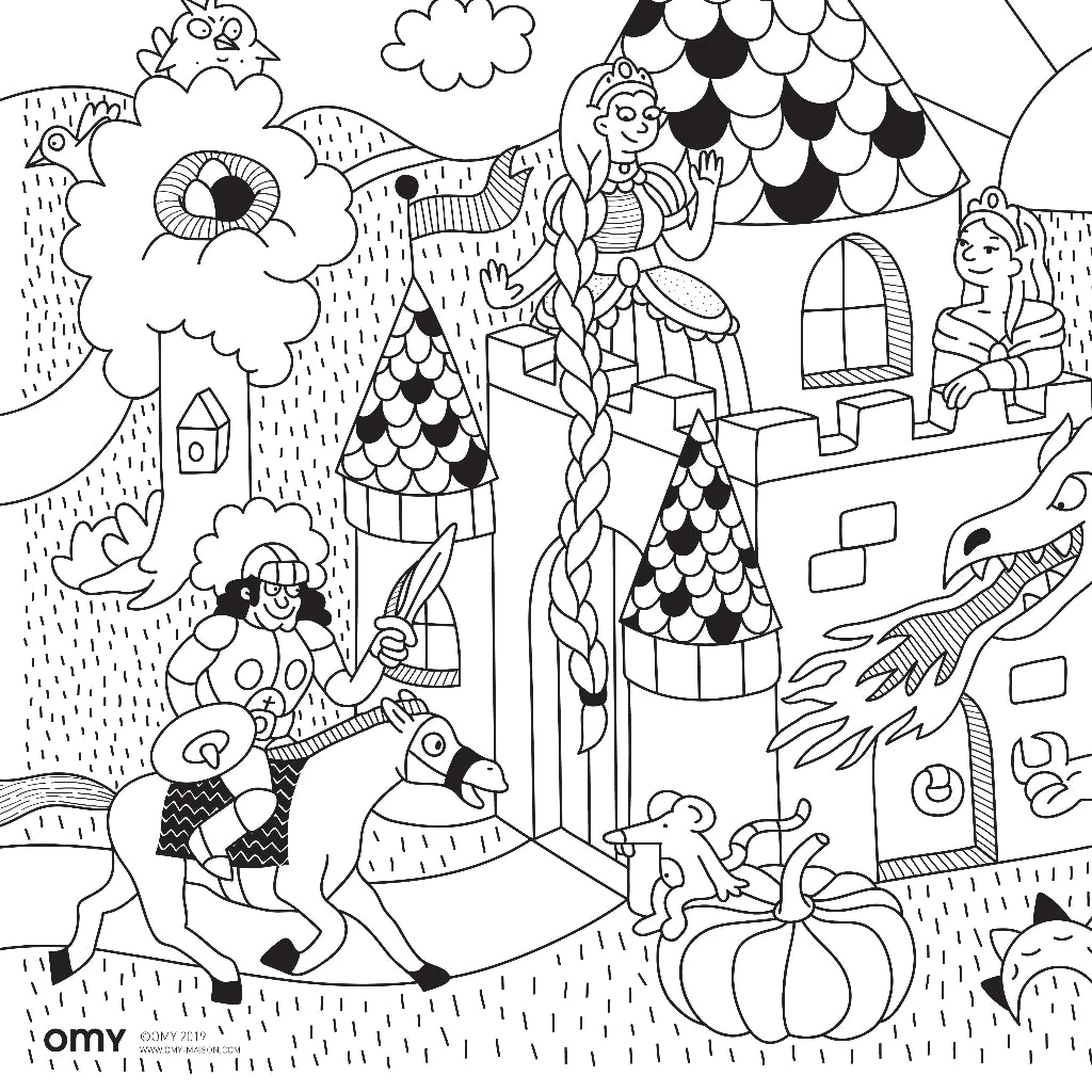 Affiche de Mini ensemble de coloriage Princesses et dragons