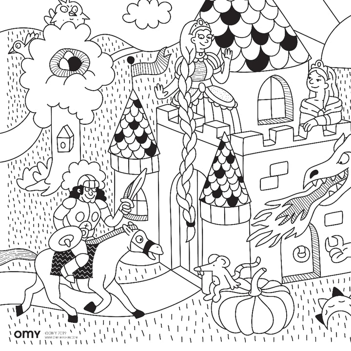 Affiche de Mini ensemble de coloriage Princesses et dragons