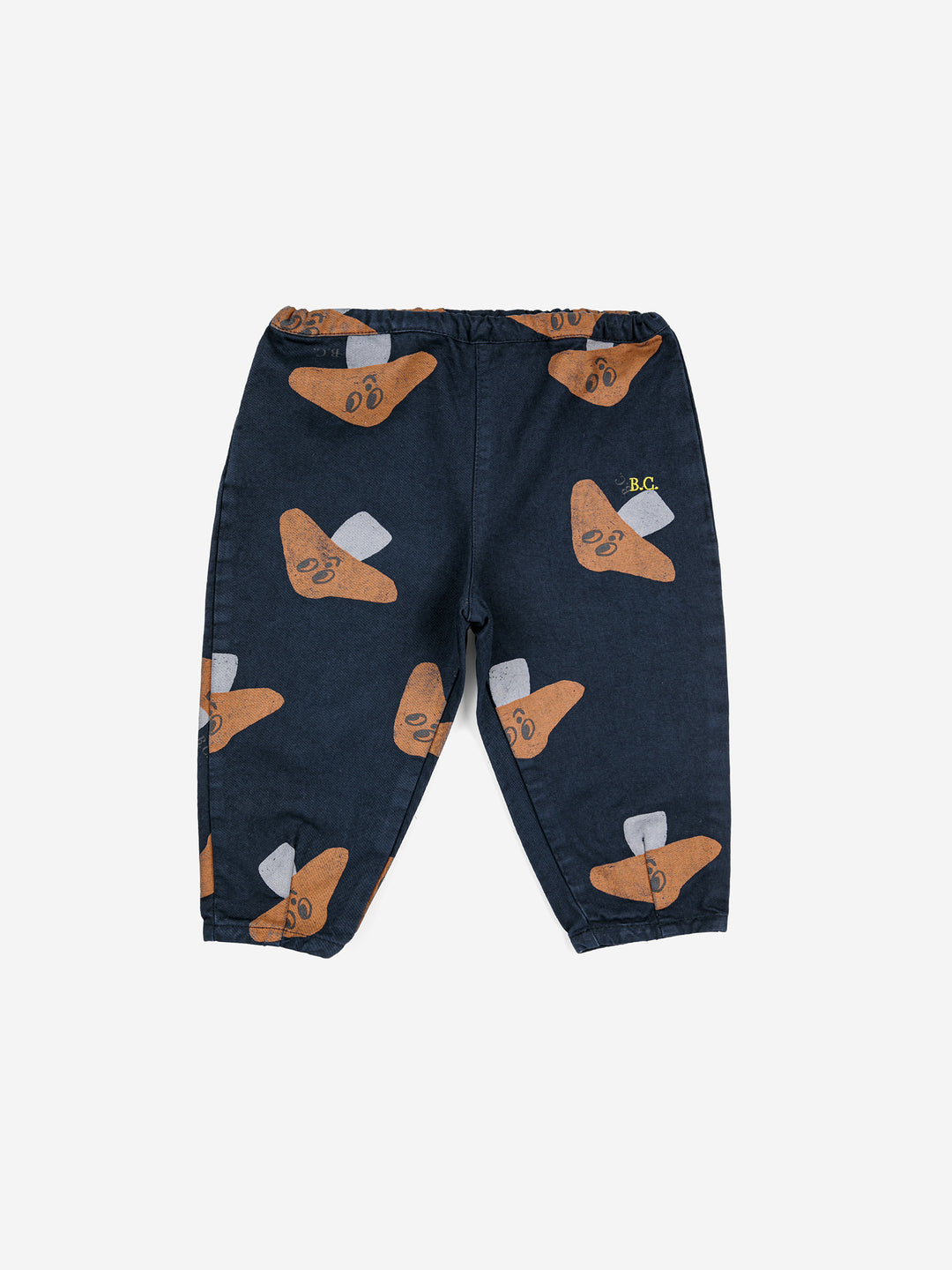 Pantalon pour bébé en coton bleu avec imprimé champignons 