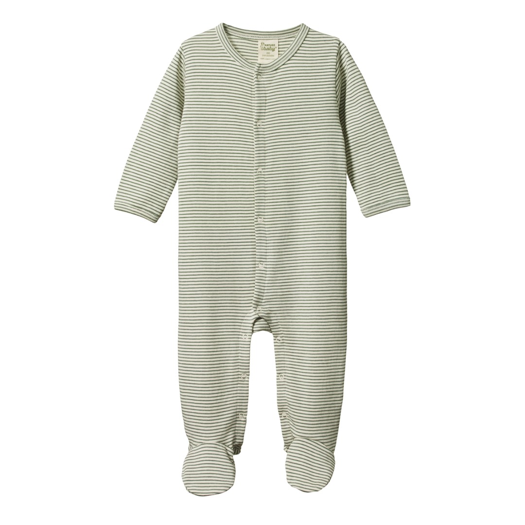 Pyjama à pattes en coton biologique rayé vert
