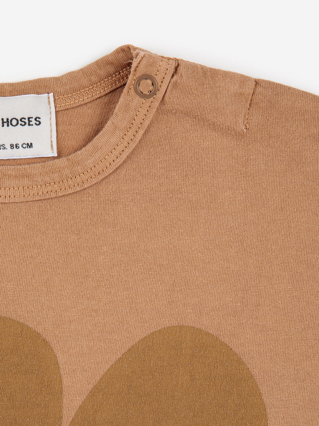 T-shirt manches longues pour bébé en coton biologique brun avec imprimé souri