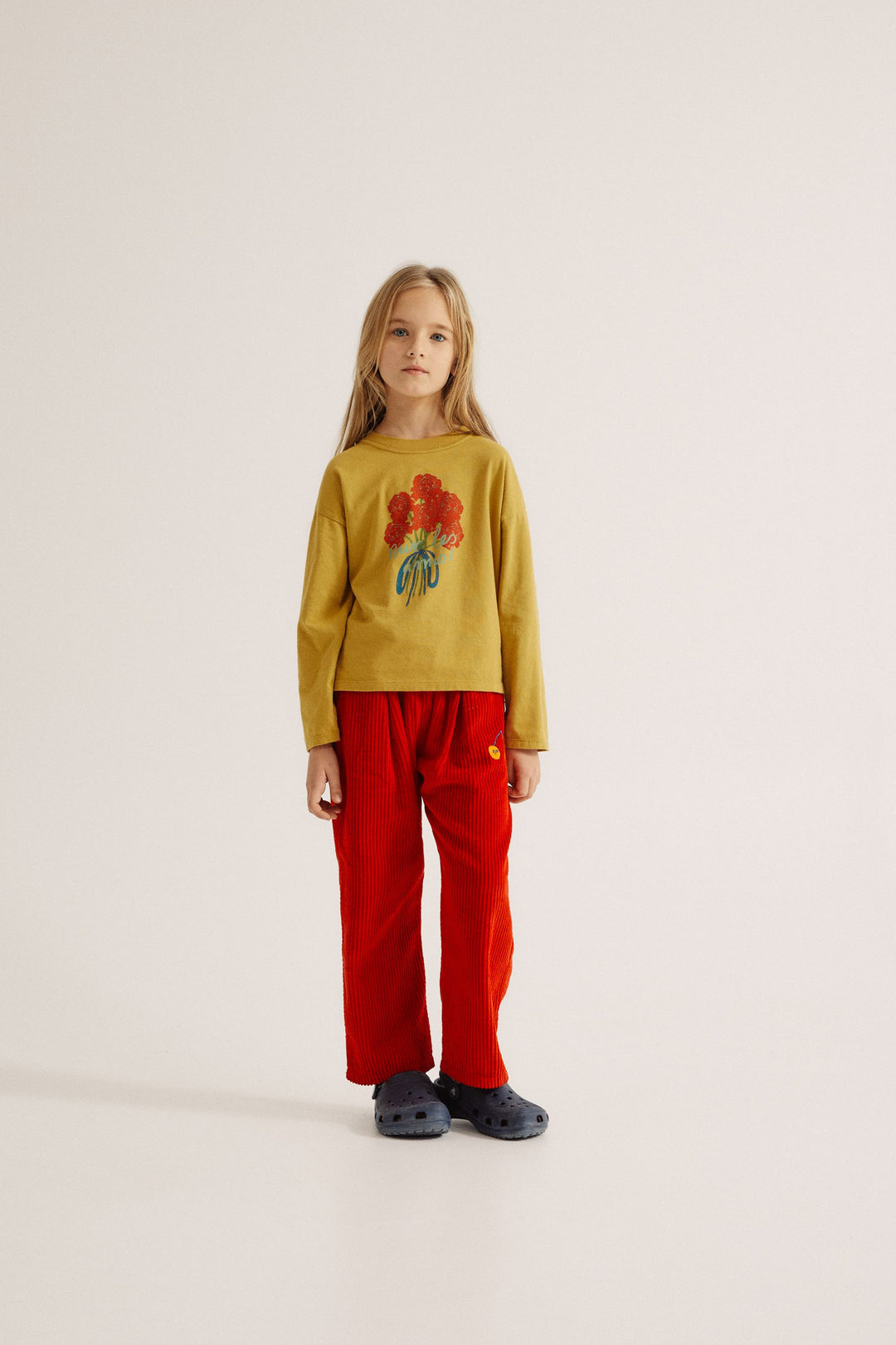 Enfant avec Tshirt manches longues moutard imprimé Bouquet de fleurs