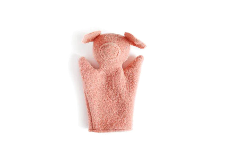 Marionnette à main cochon en laine 