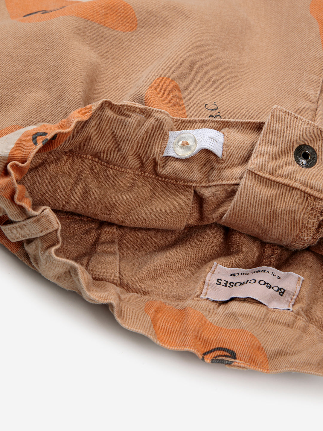 Intérieur de Pantalon en coton biologique brun pâle avec imprimé champignons
