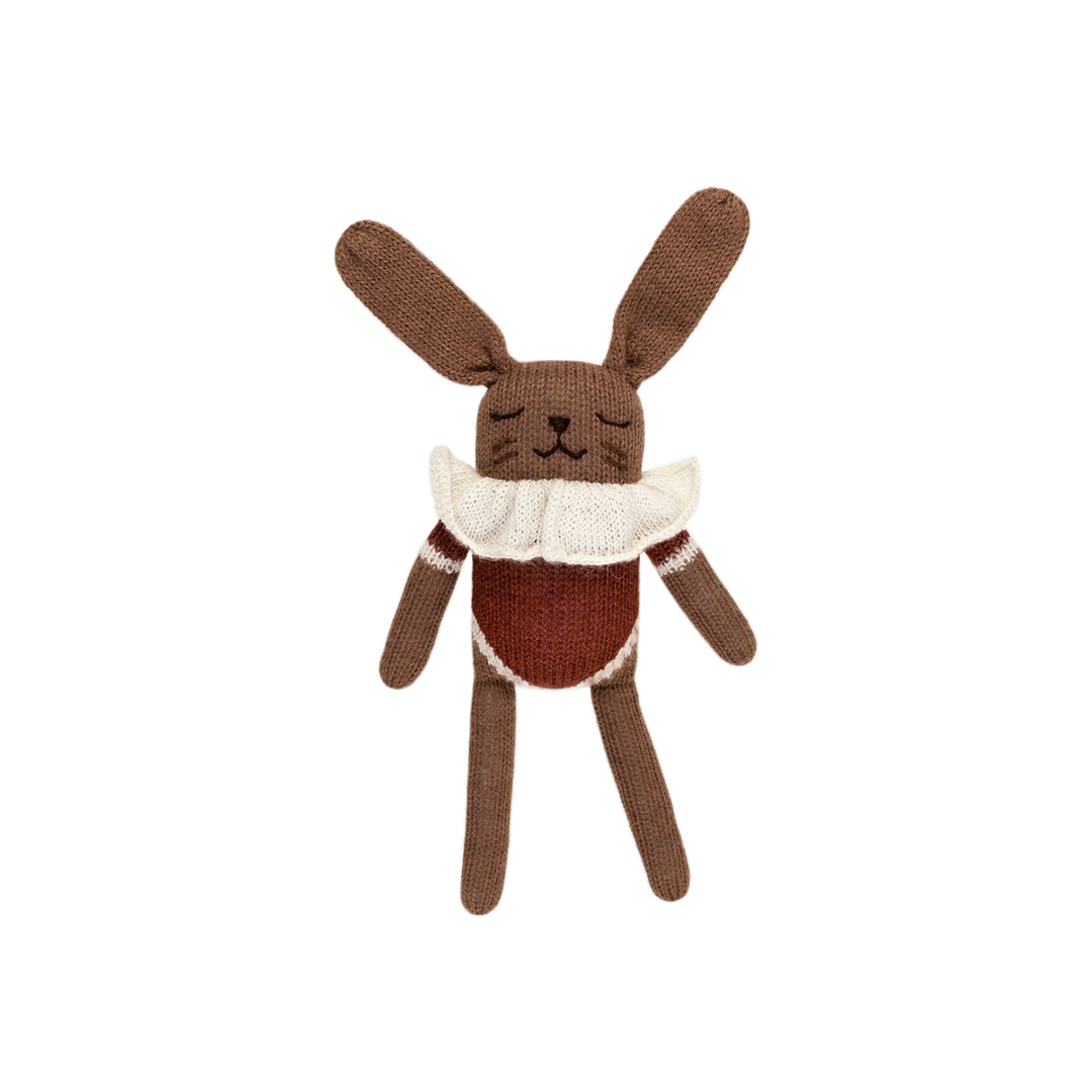 Petit lapin en tricot avec Maillot sienne