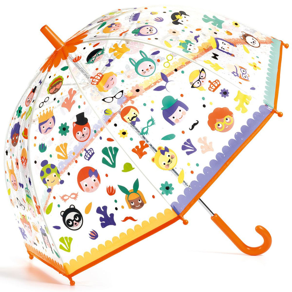 djeco parapluie magique faces qui change de couleur à la pluie, color changing umbrella with faces