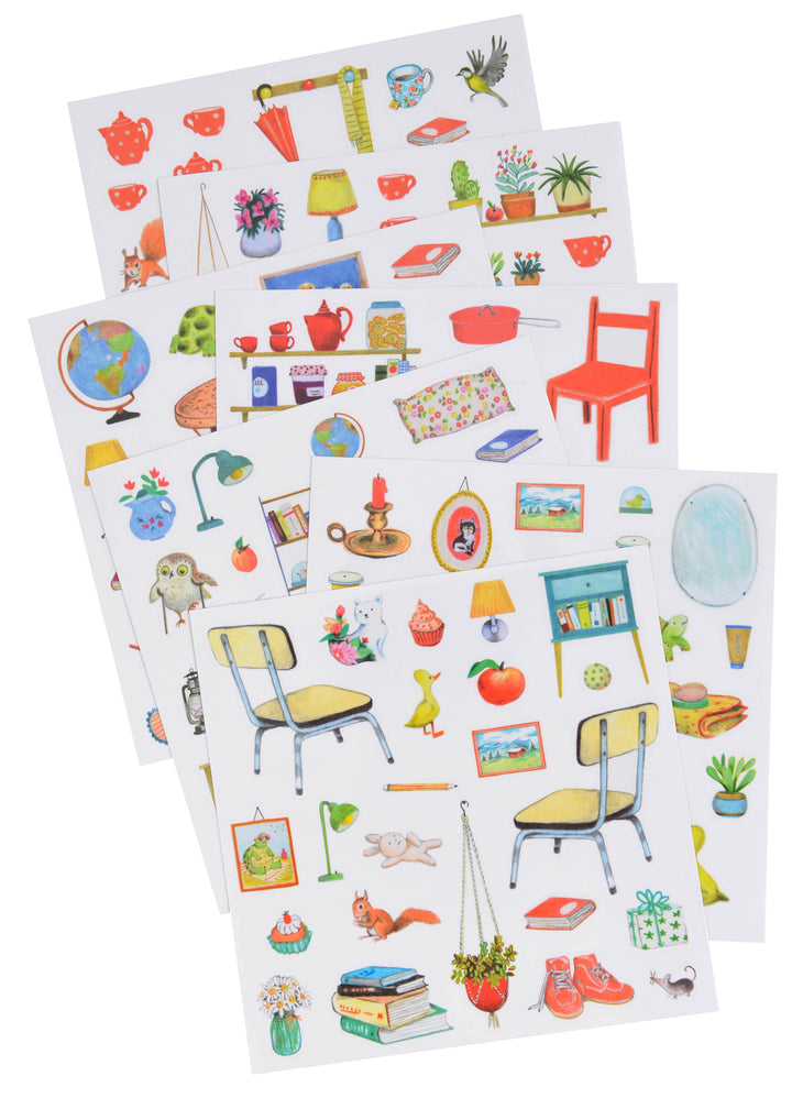 moulin roty ma maison aux 160 stickers coloring book cahier à colorier