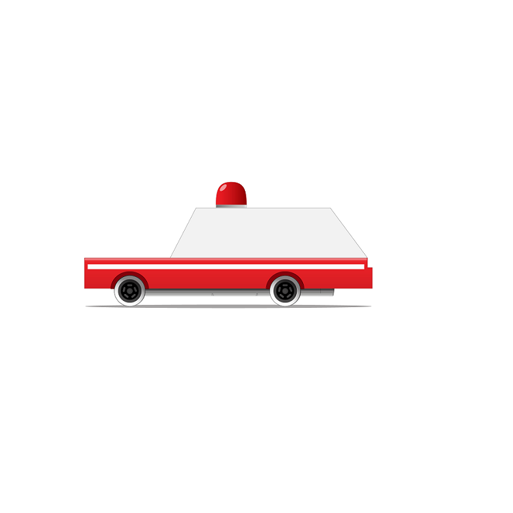 ambulance en bois rouge et blanche wood ambulance red and white