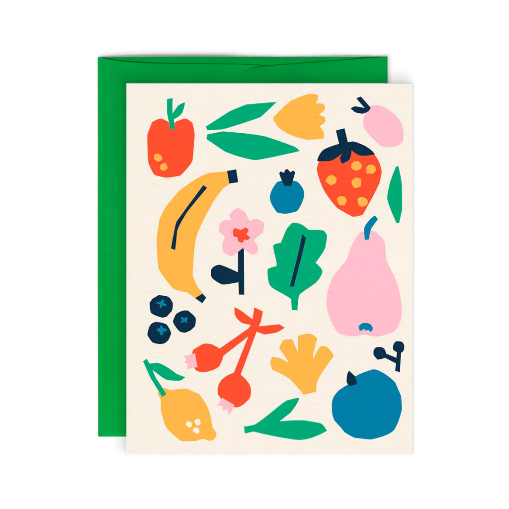 Paperole Carte de souhaits Fruits avec enveloppe vert