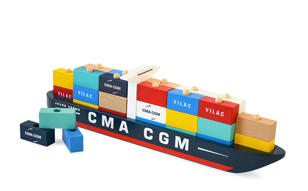 Vilac wooden container porte-conteneur en bois bateau montreal canada