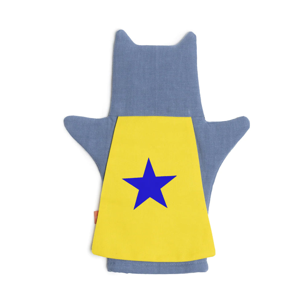 Marionnette Chat-man Jouet pour enfant en cotton blue cape jaune