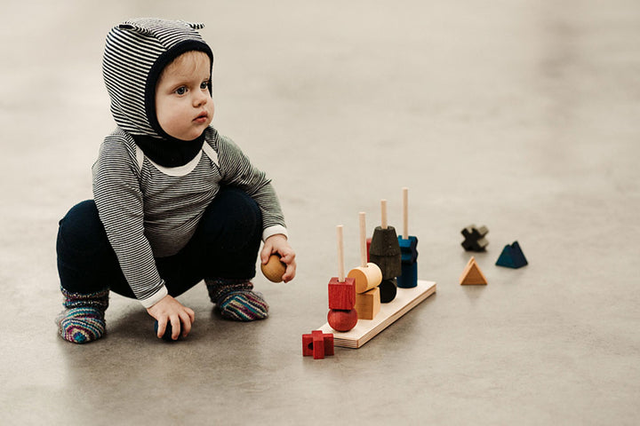 Wooden story Rainbow stacking toy XL formes à empiler jouet de bois pour bébé baby wooden toy Montreal Quebec Canada